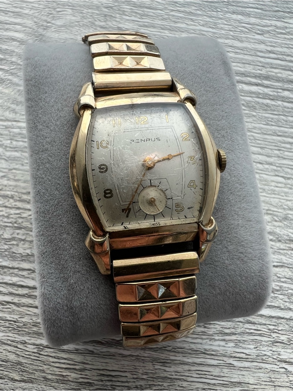 Benrus vintage men’s tank watch mechanical gold
